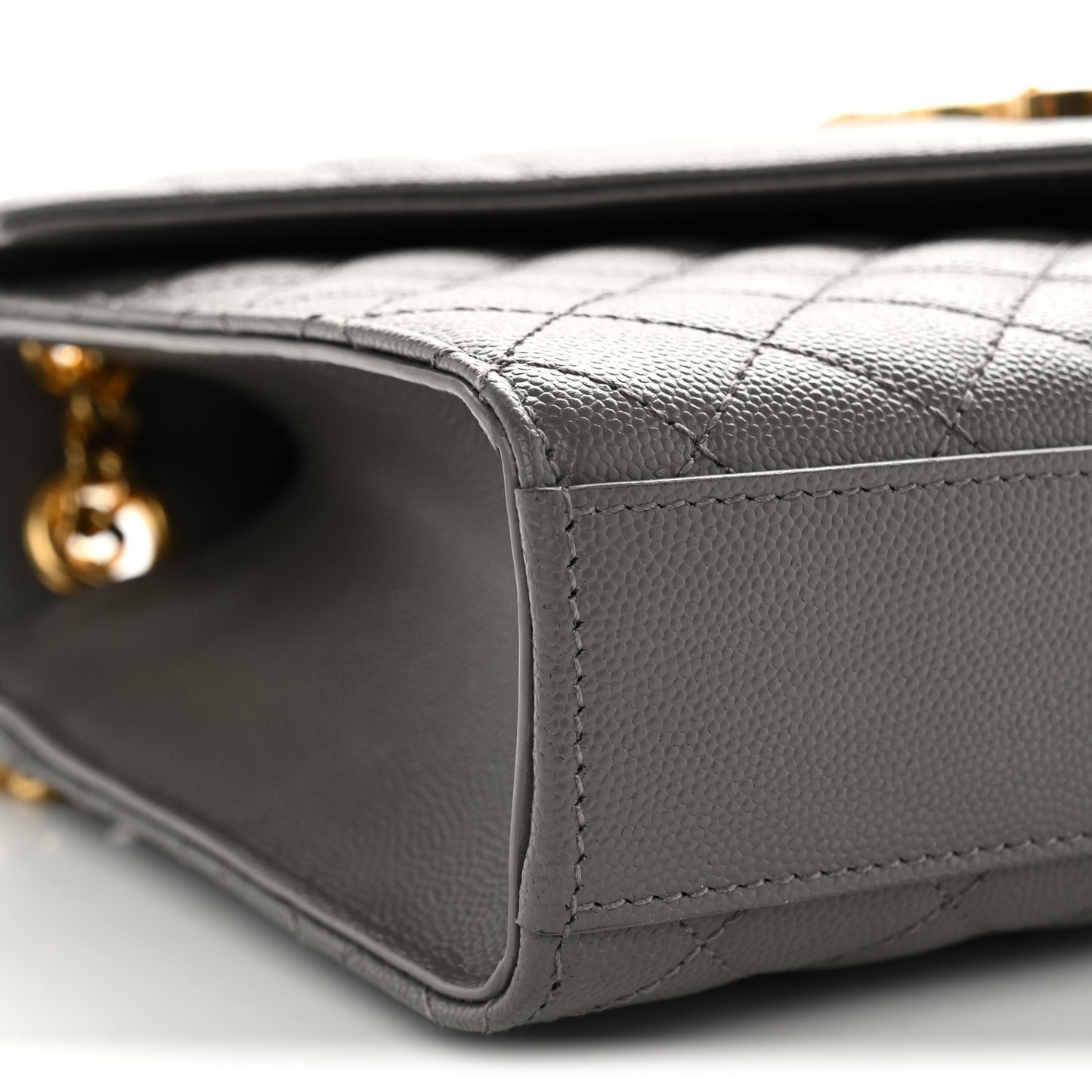Grain De Poudre Textured Mixed Matelasse Medium Triquilt Monogram Satchel Fog