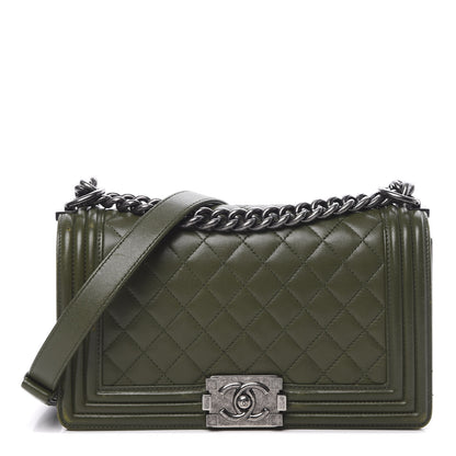 Chanel Lambskin Quilted Medium Boy Flap Khaki 1 of 19