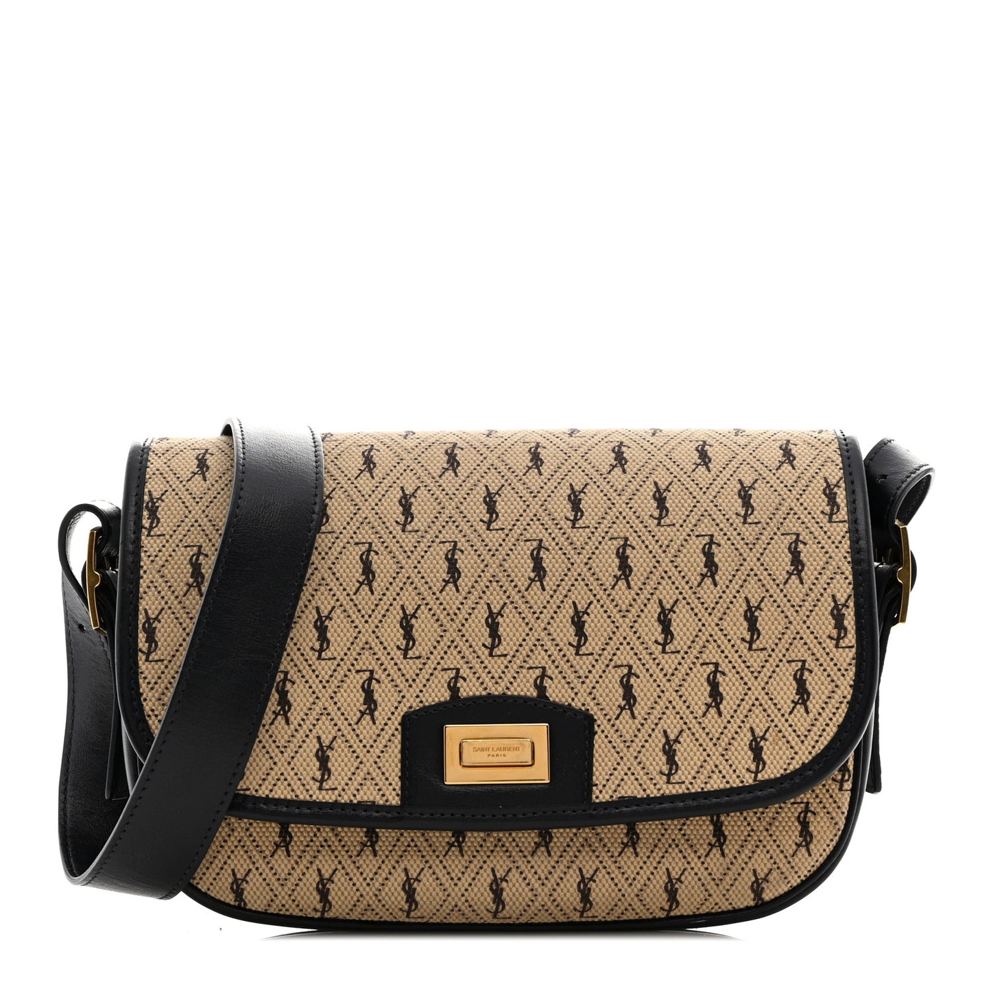 Canvas Monogram All Over Satchel Bag Beige