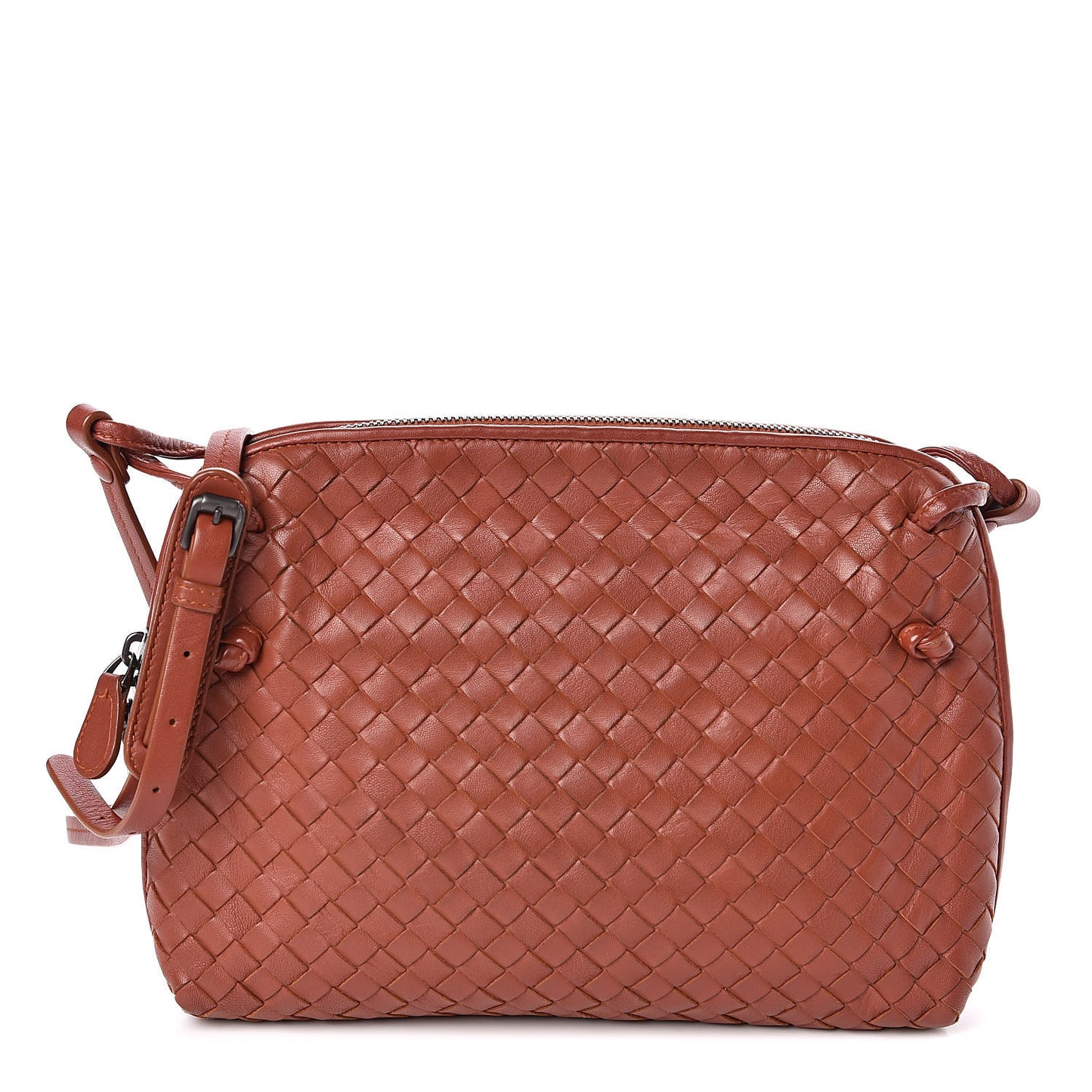 Nappa Intrecciato Nodini Crossbody Rust