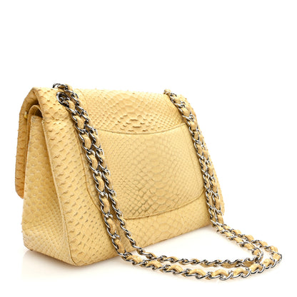Chanel Snakeskin Jumbo Double Flap Yellow 3 of 18