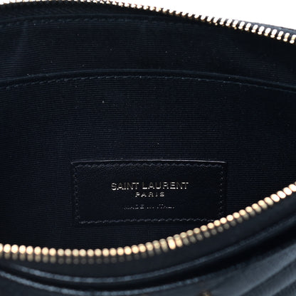 Saint Laurent Grain De Poudre Chevron Monogram Large Bill Pouch Black 6 of 17