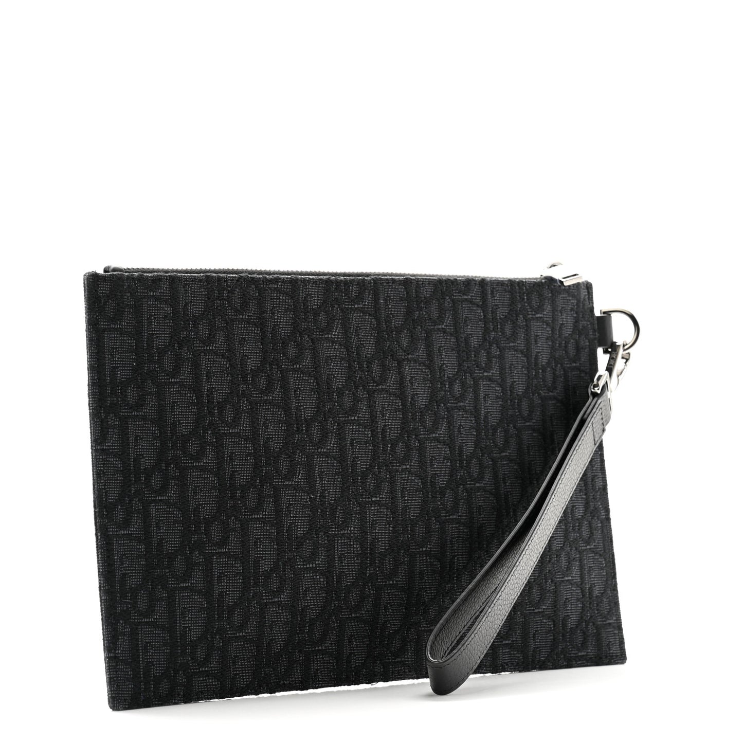 Oblique Jacquard A5 Flat Pouch Wristlet Black