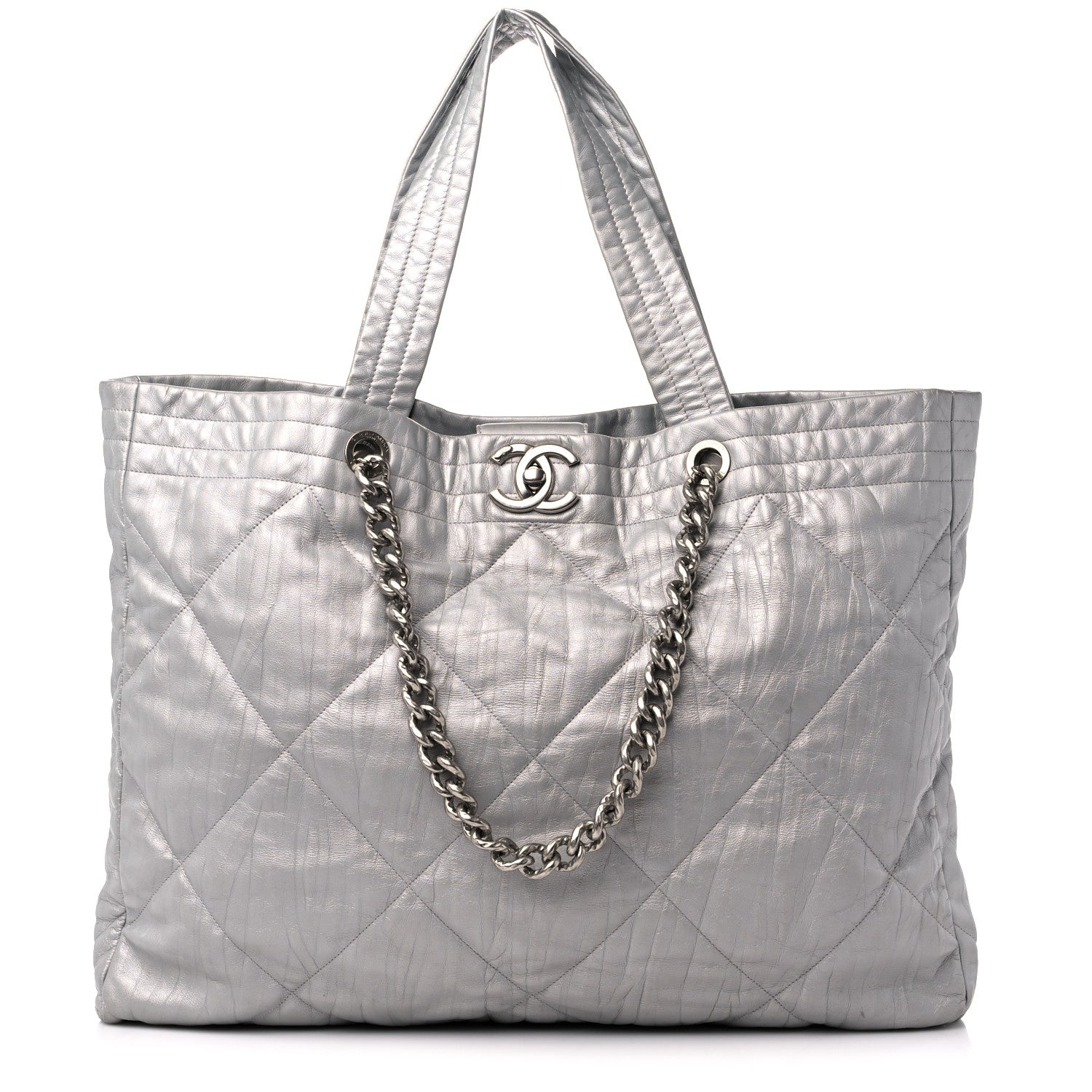 Chanel Iridescent Calfskin Quilted Ground Control Tote Silver 1 of 10