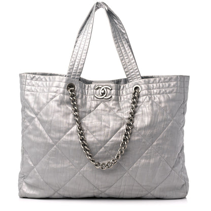 Chanel Iridescent Calfskin Quilted Ground Control Tote Silver 1 of 10