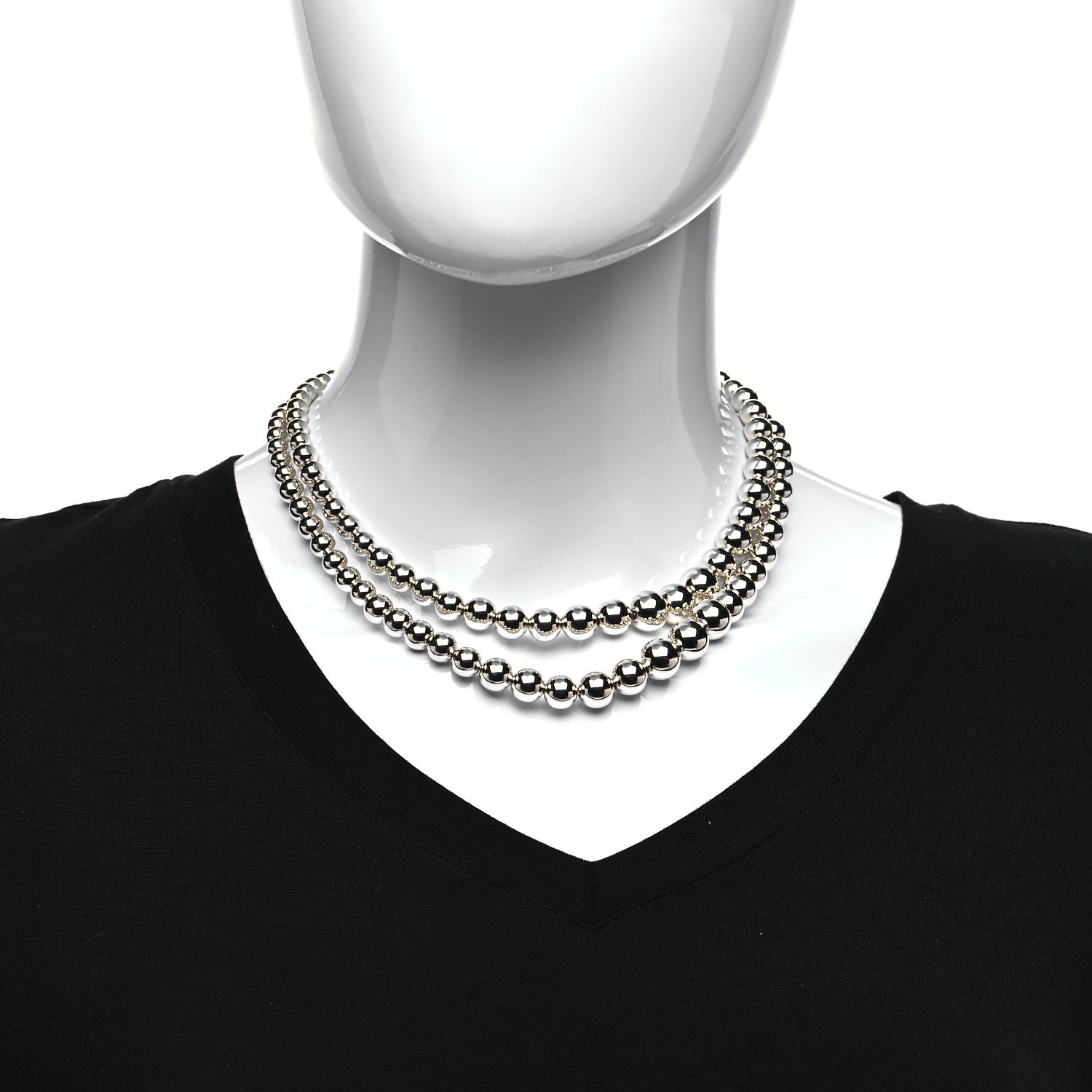 Tiffany Sterling Silver HardWear Graduated Ball Two-Row Necklace 2 of 5
