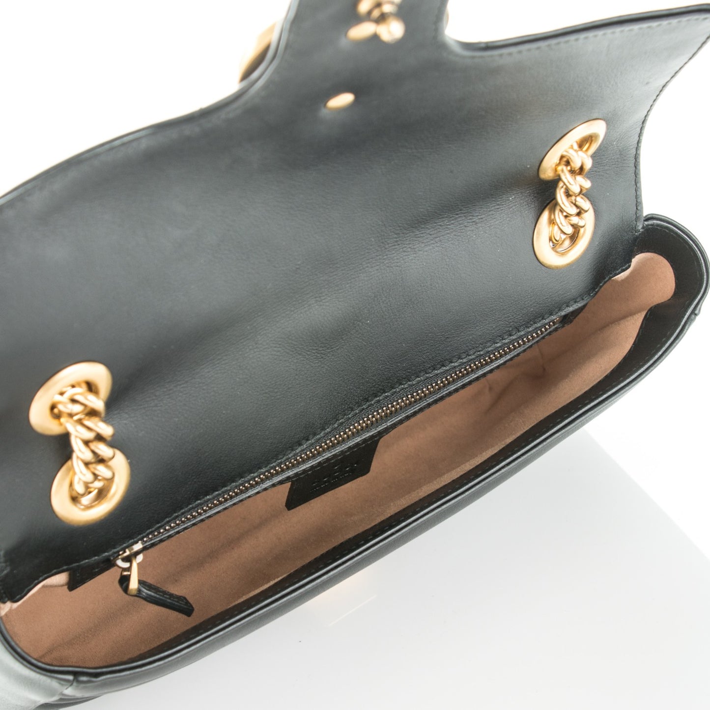 Calfskin Matelasse Small GG Marmont Shoulder Bag Black
