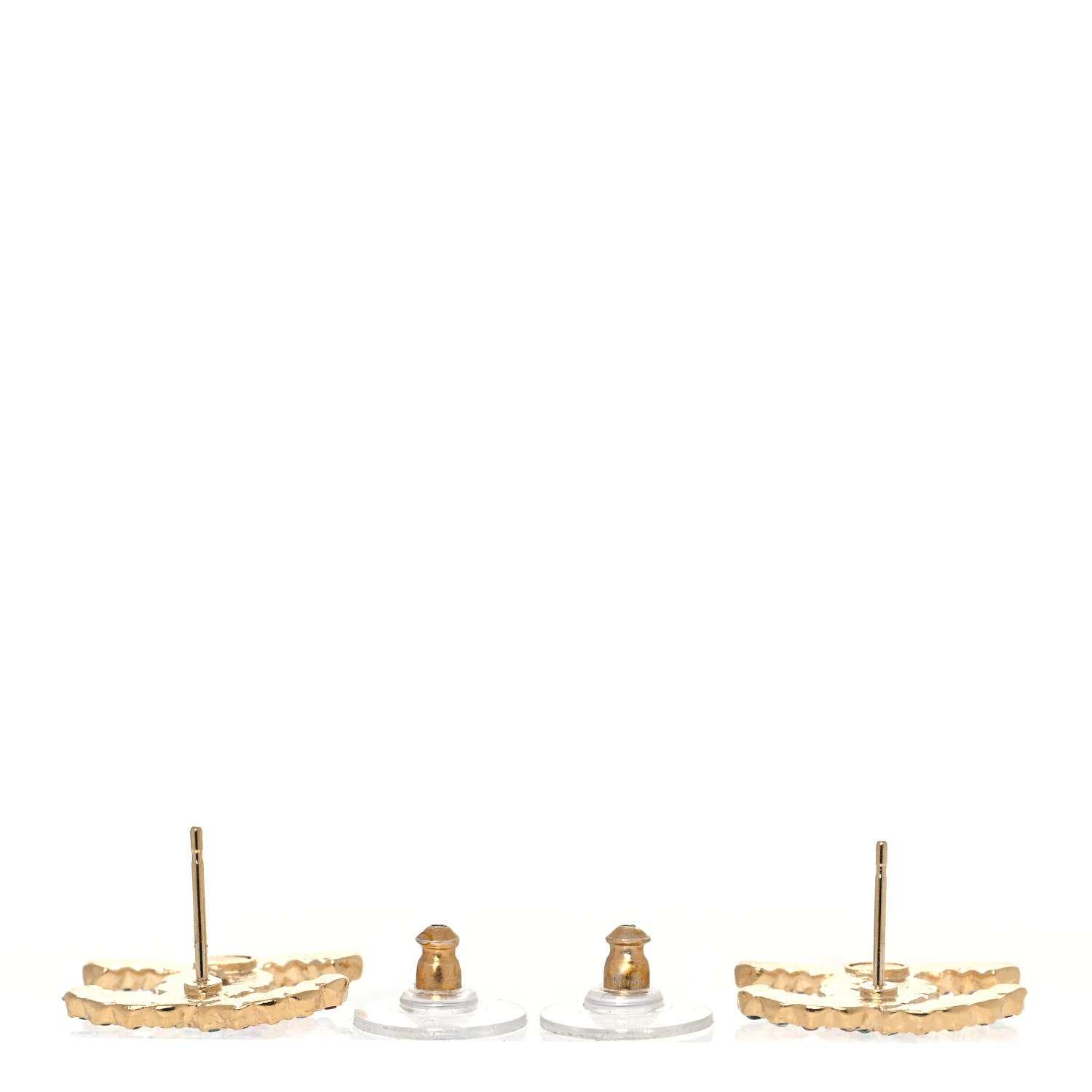 Chanel Crystal CC Stud Earrings Gold Multicolor 4 of 5