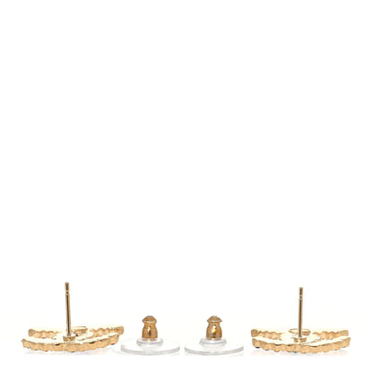 Chanel Crystal CC Stud Earrings Gold Multicolor 4 of 5