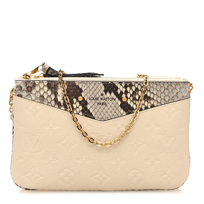 Louis Vuitton LOUIS VUITTON Empreinte Snakeskin Double Zip Pochette Creme 1 of 10
