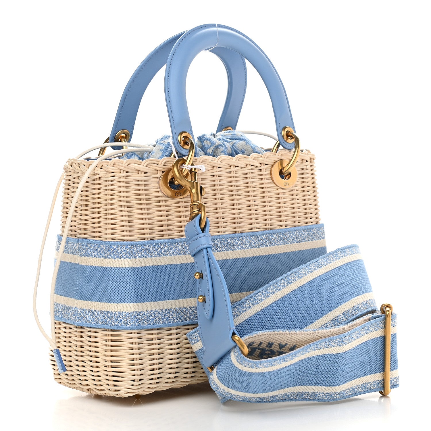 Christian Dior ウィッカーバッグ　ミディアムサイズ Christian Dior Wicker Oblique Medium Lady Dior Bag Cornflower Blue