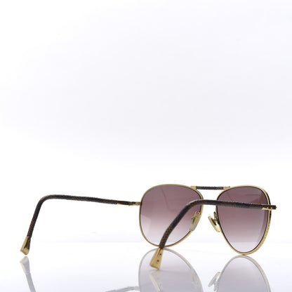 Louis Vuitton Damier Ebene Conspiration Pilote Aviator Sunglasses Z0202U Gold 4 of 8