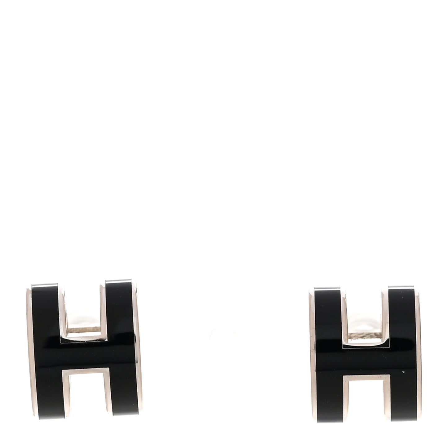 Palladium Lacquered Mini Pop H Earrings Black