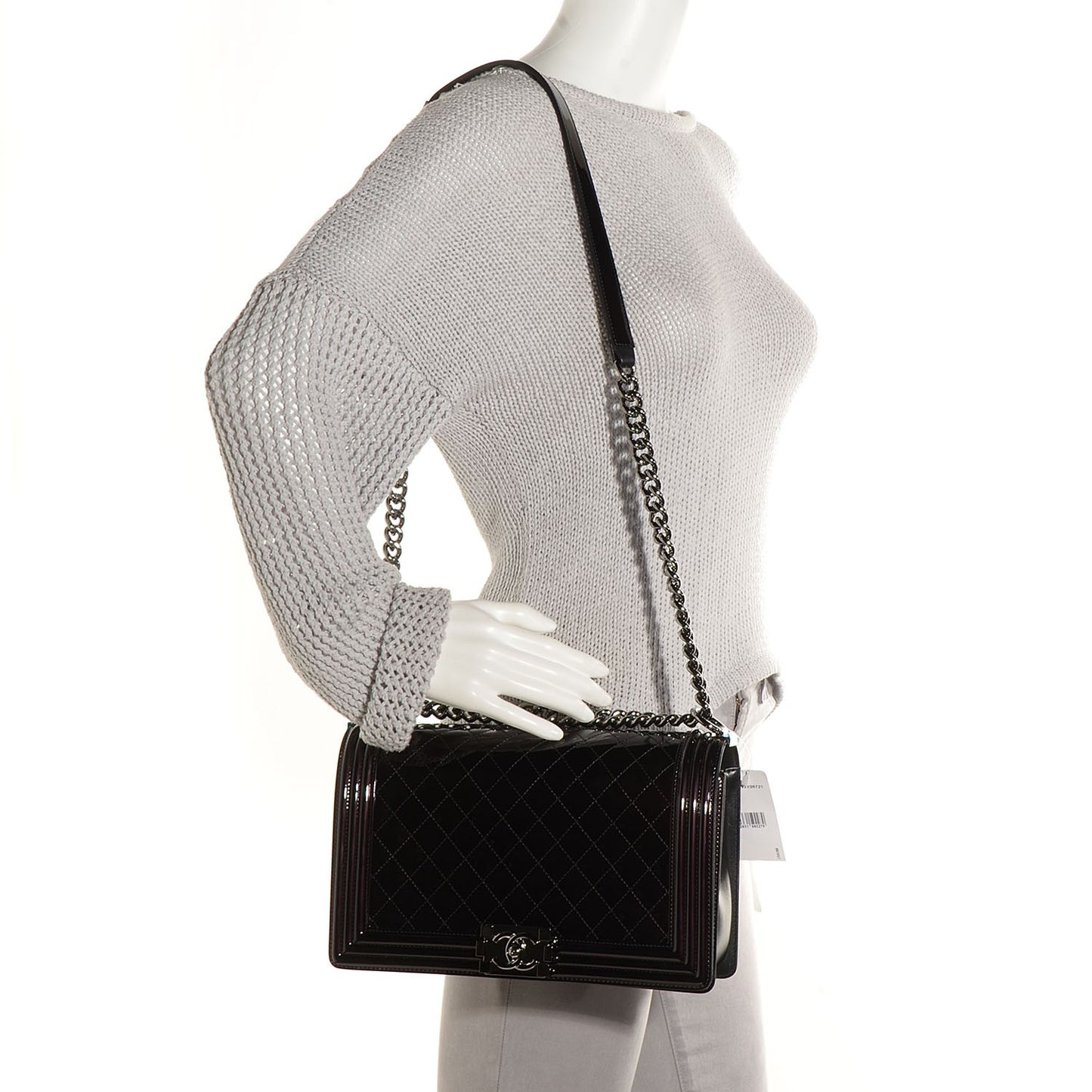 Patent Quilted New Medium Boy Flap Black