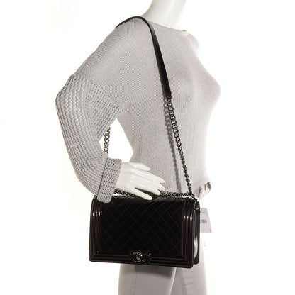 Chanel Patent Quilted New Medium Boy Flap Black 2 of 9