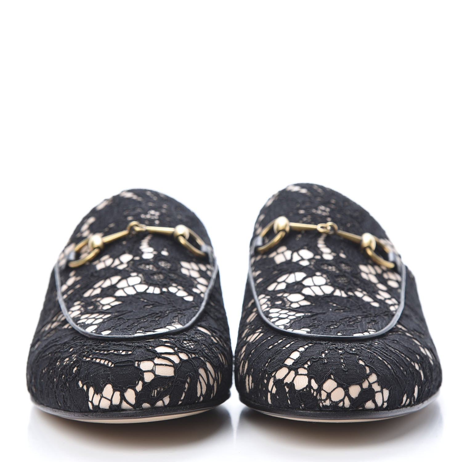 Gucci Lace Malaga Kid Womens Princetown Slippers 39 Black Skin Rose 2 of 8
