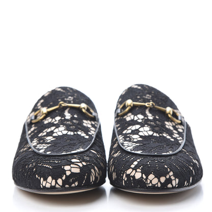 Gucci Lace Malaga Kid Womens Princetown Slippers 39 Black Skin Rose 2 of 8