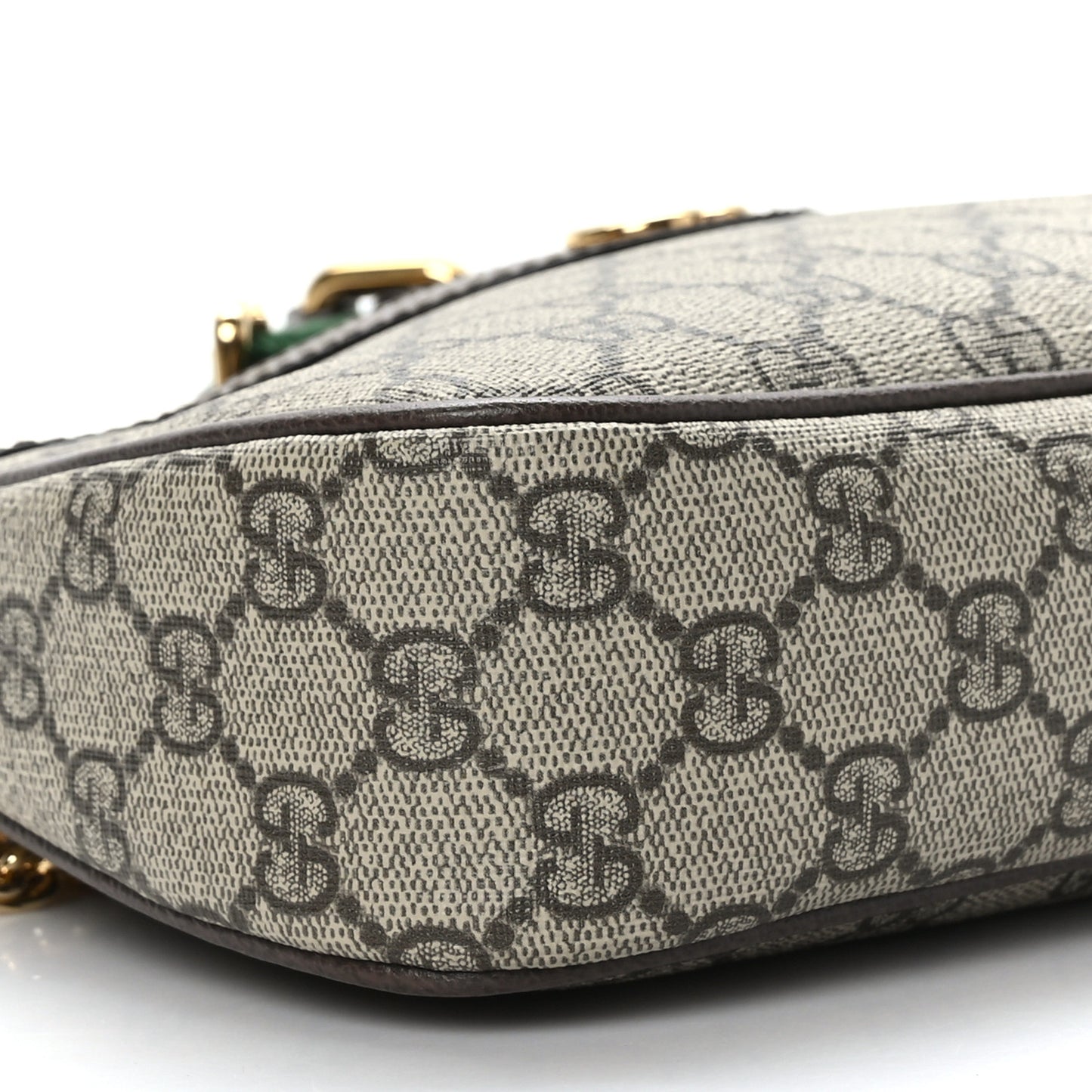 GG Supreme Monogram Textured Dollar Calfskin Web Small Ophidia GG Handbag Beige Ebony New Acero