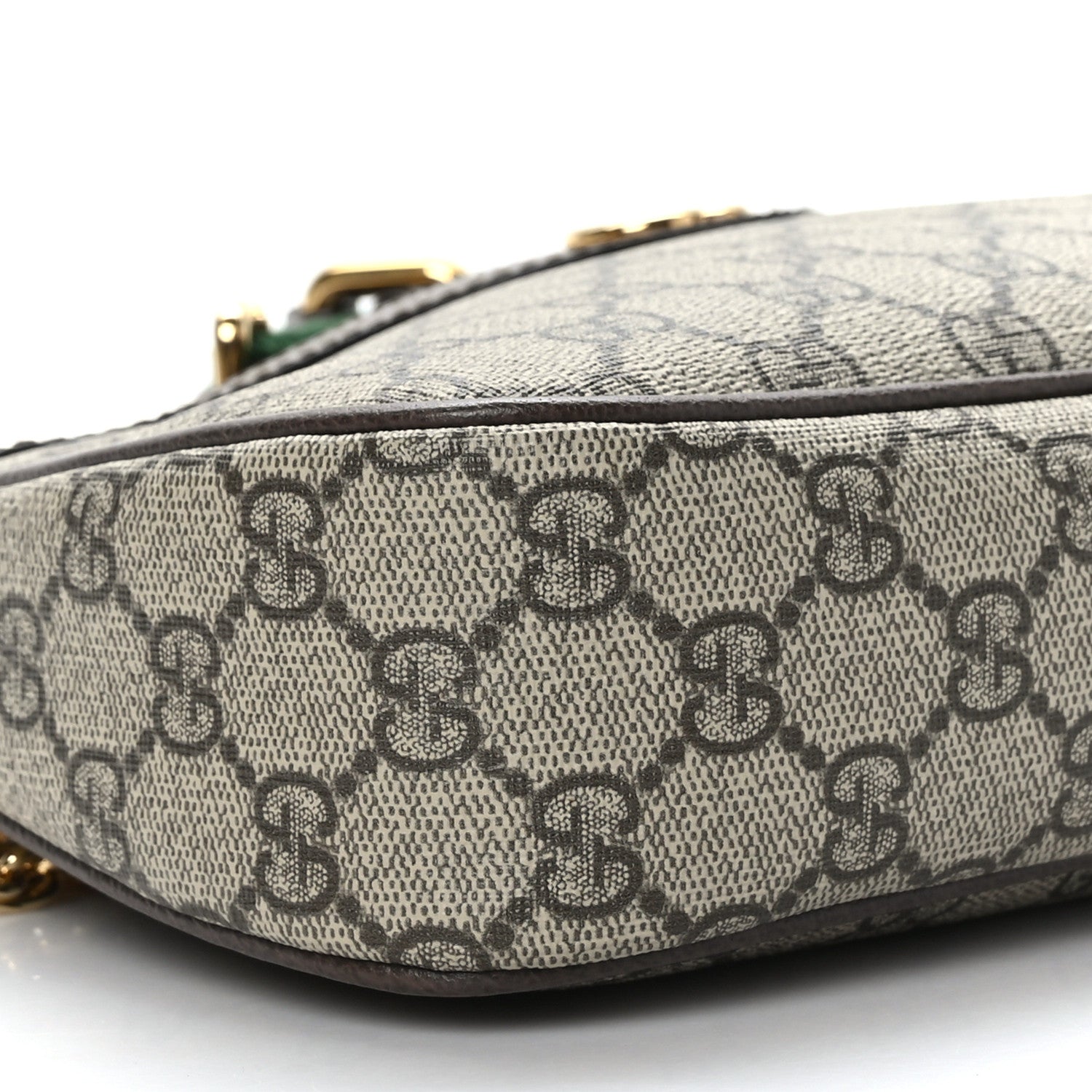 Gucci GG Supreme Monogram Textured Dollar Calfskin Web Small Ophidia GG Handbag Beige Ebony New Acero 7 of 8