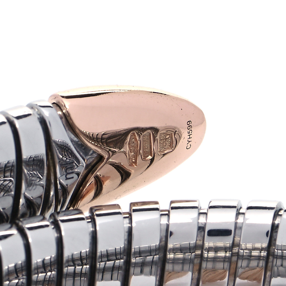 Bulgari Stainless Steel 18K Rose Gold Serpenti Tubogas Double Spiral Bracelet ML 5 of 6
