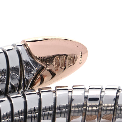 Bulgari Stainless Steel 18K Rose Gold Serpenti Tubogas Double Spiral Bracelet ML 5 of 6