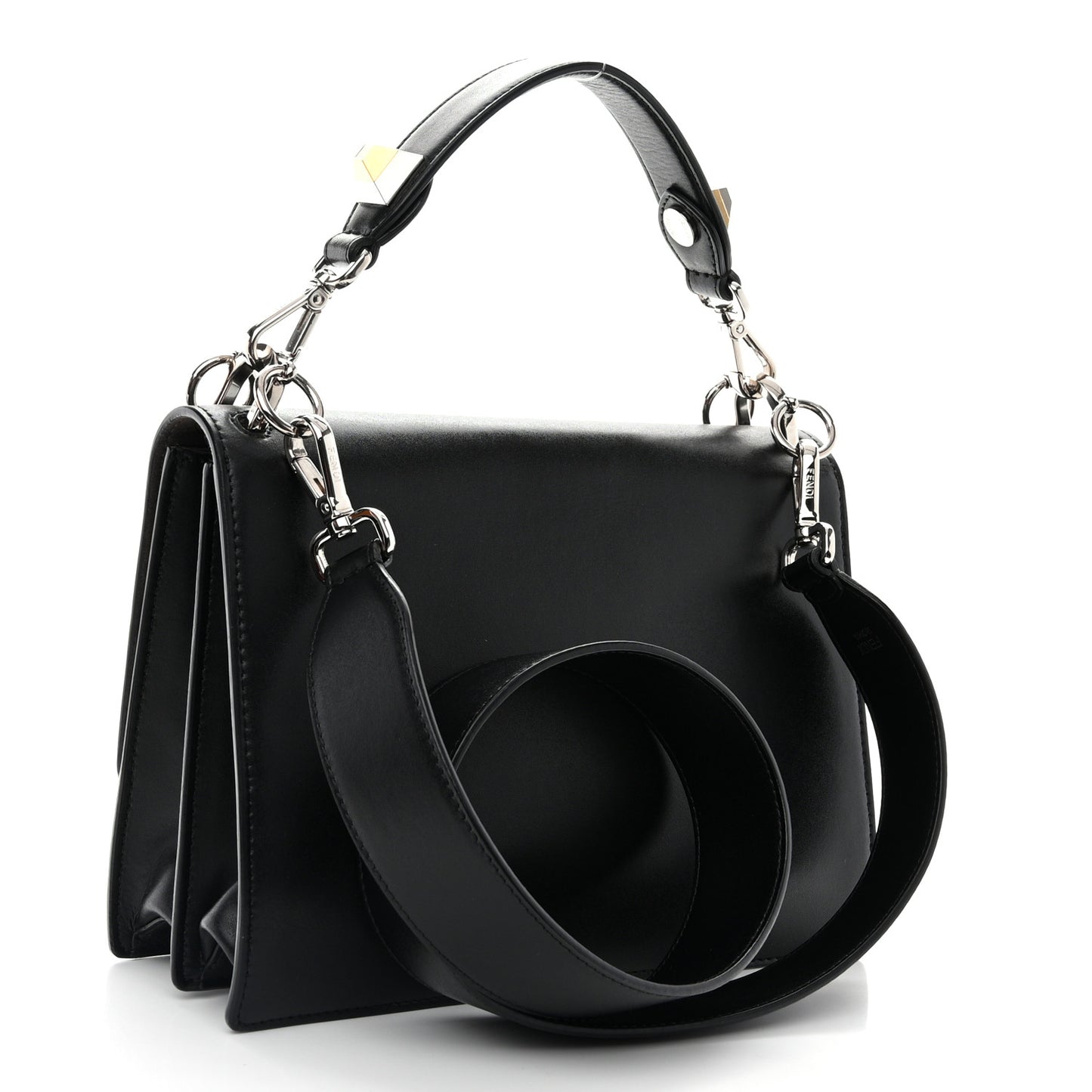 Vitello Liberty Lucido Metal Monster Eyes Studded Kan I Shoulder Bag Black