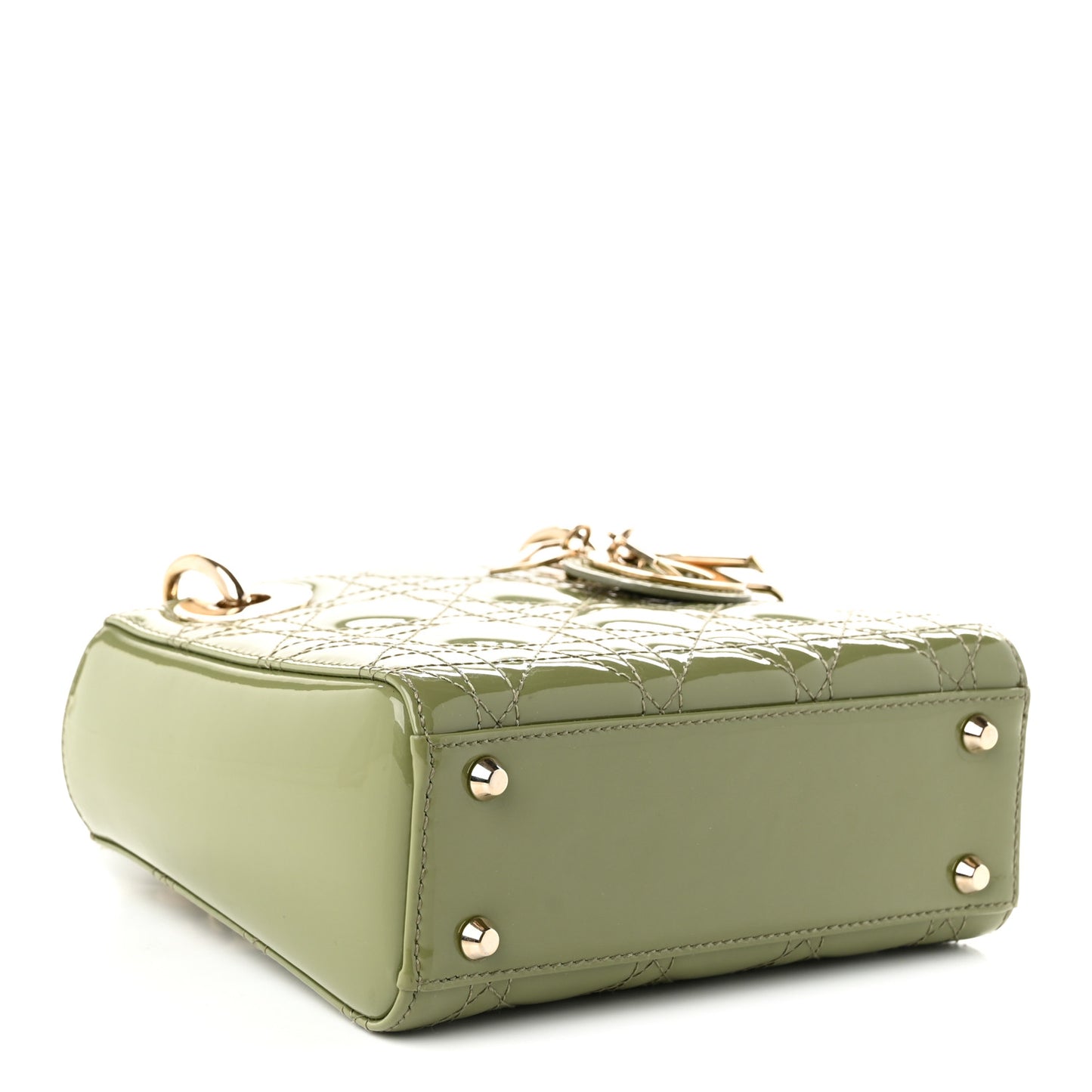 Patent Cannage Mini Lady Dior Dusty Green
