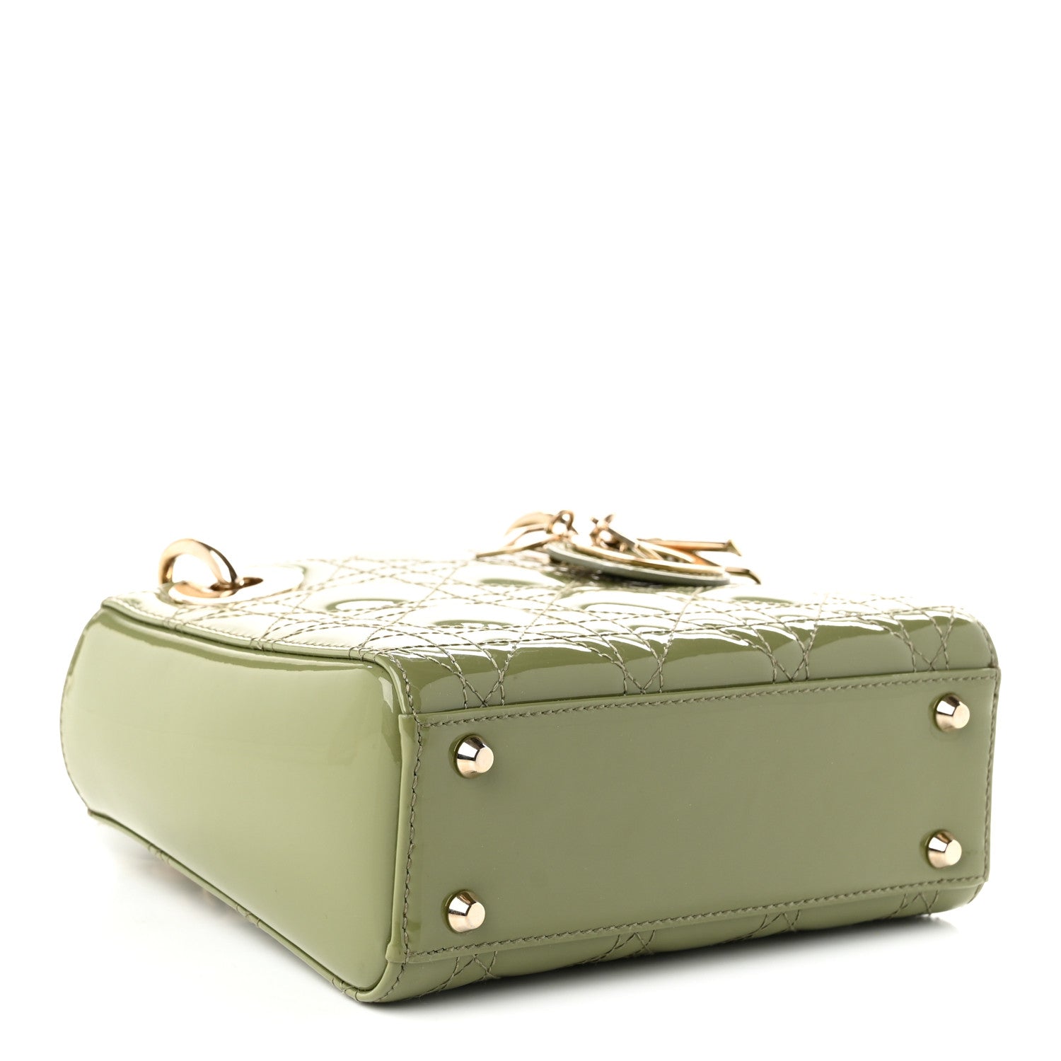 Christian Dior Patent Cannage Mini Lady Dior Dusty Green 4 of 10