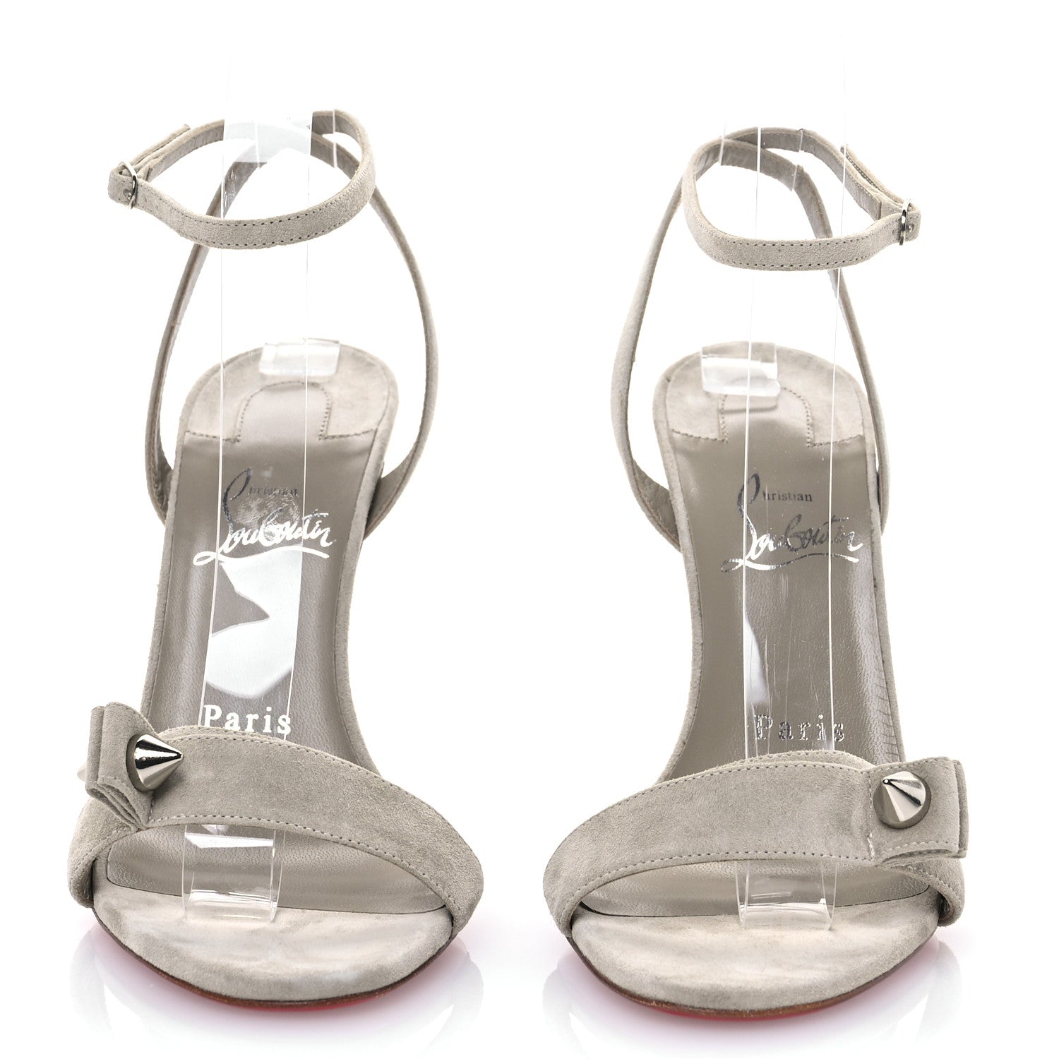 Christian Louboutin Veau Velours Umberta 100 Sandals 37 Grey 2 of 7