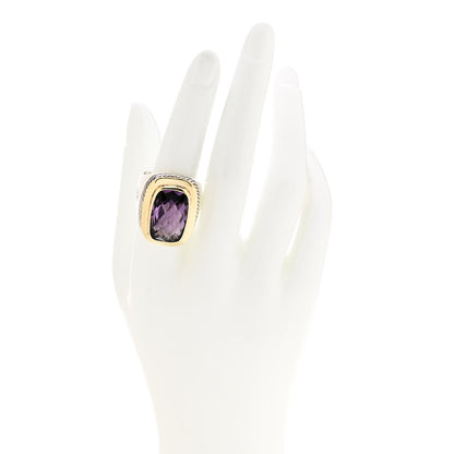 David Yurman Sterling Silver 18K Yellow Gold Amethyst Elongated Albion Ring 57 8 2 of 7