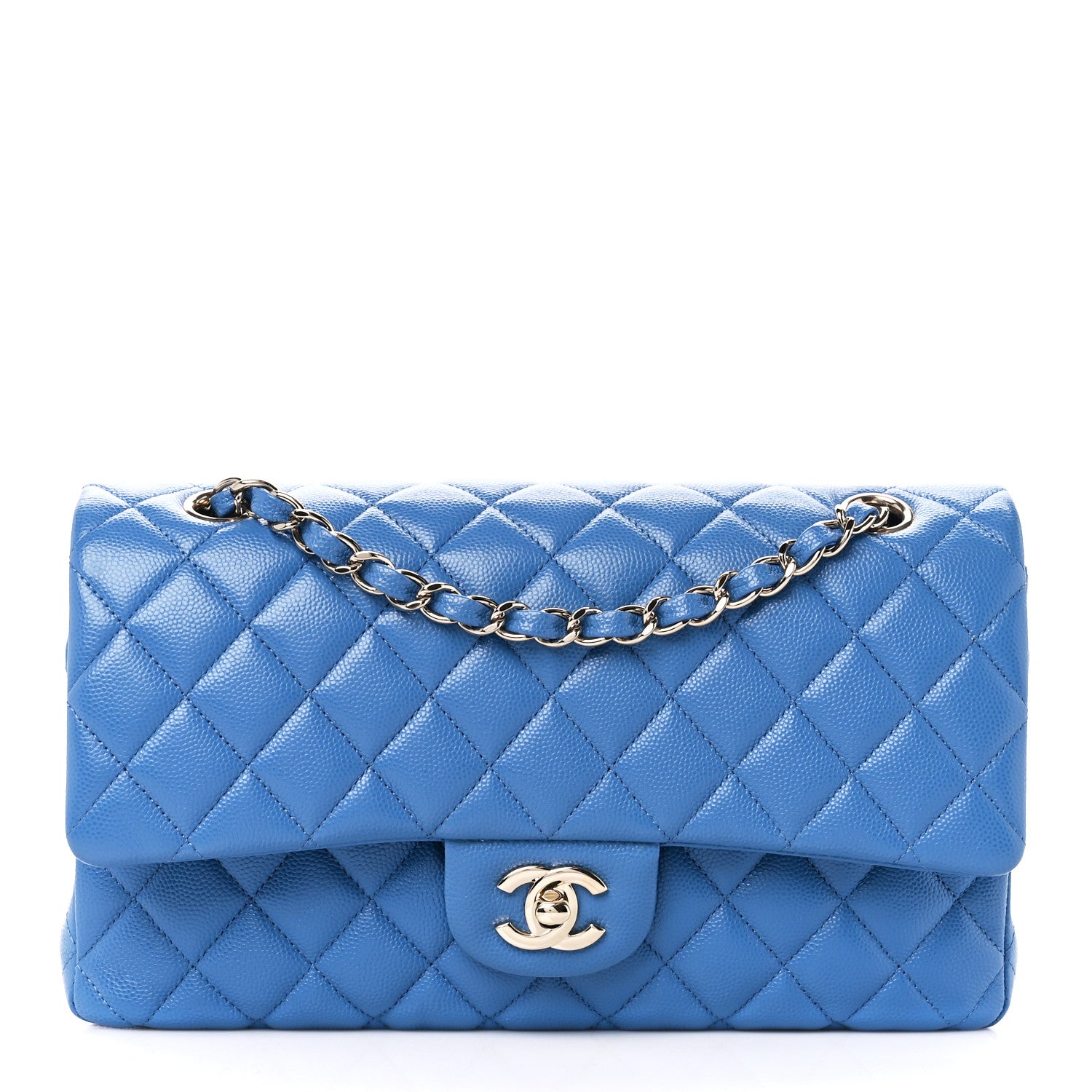 Chanel Caviar Quilted Medium Double Flap Blue 1 of 11