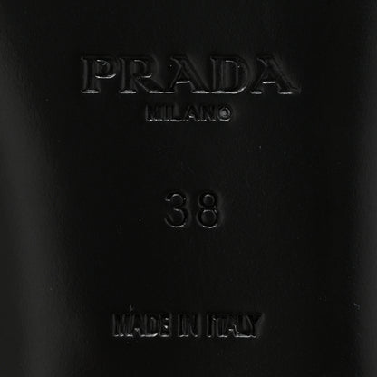 Prada Metallic Calfskin Metal Triangle Logo Ankle Strap Ballerinas 37 Platino 6 of 13