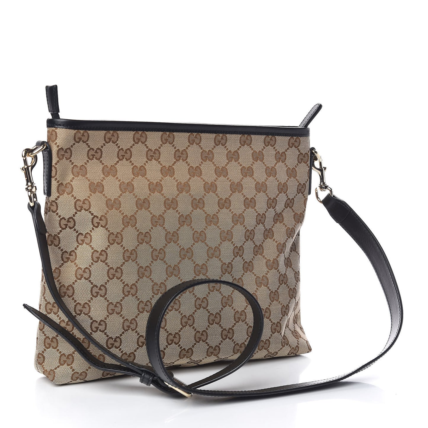 GG Monogram Web Flat Messenger Bag Black