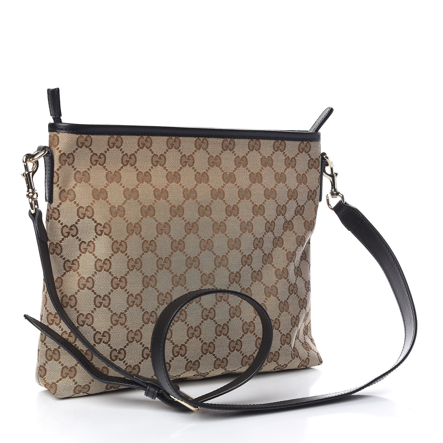 Gucci GG Monogram Web Flat Messenger Bag Black 3 of 11