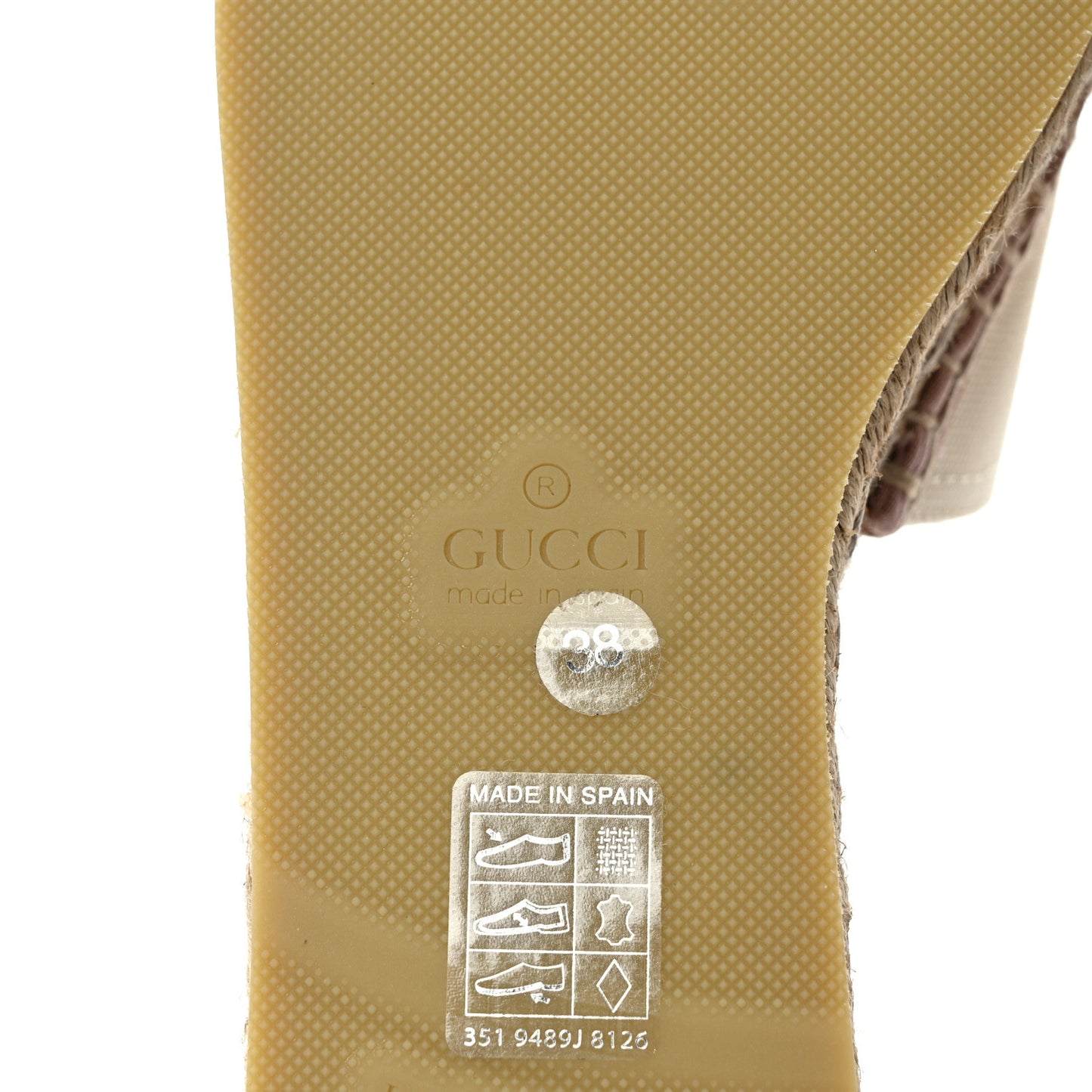 Canvas Interlocking G Espadrille Slide Sandals 38 Mystic White Shell