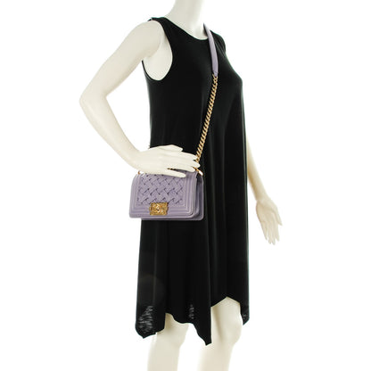 Chanel Lambskin Woven Small Chateau Boy Flap Lilac 2 of 8