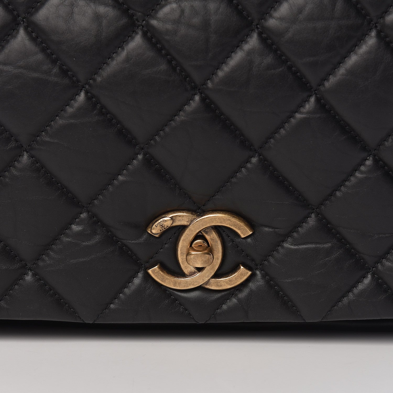 Chanel Aged Calfskin Quilted Large Pondichery Flap Black 8 of 10