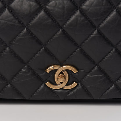 Chanel Aged Calfskin Quilted Large Pondichery Flap Black 8 of 10