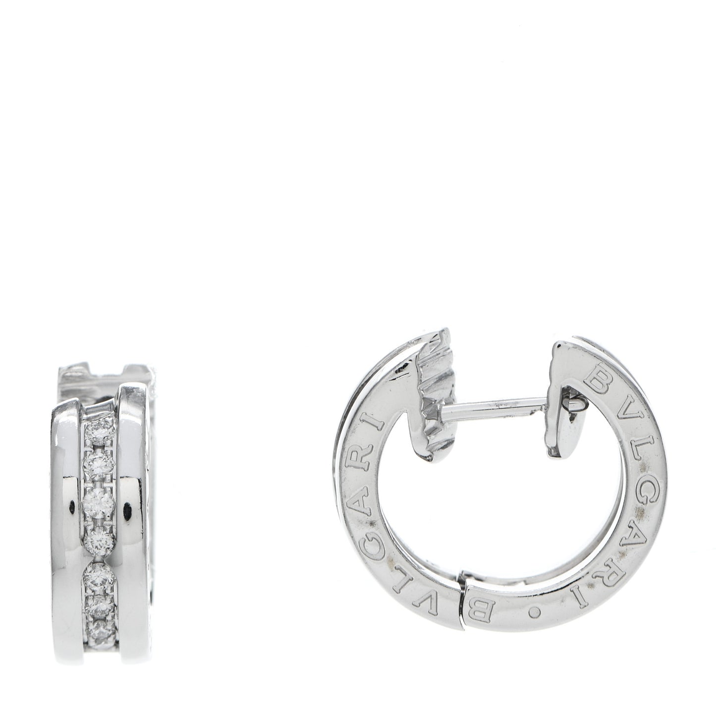 18K White Gold Diamond Small B.Zero1 Hoop Earrings