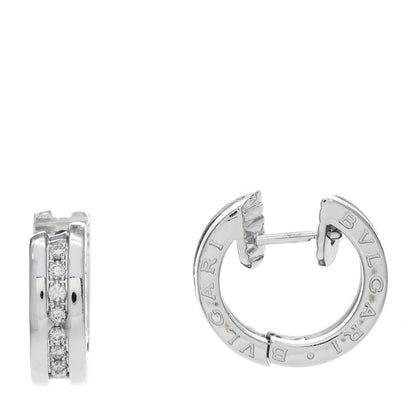 Bulgari 18K White Gold Diamond Small B.Zero1 Hoop Earrings 1 of 5
