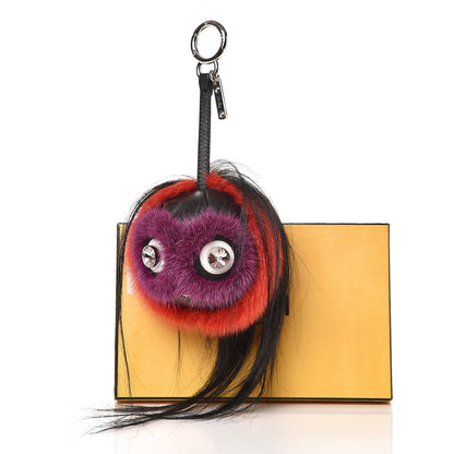Fendi Mink Goat Fur QuTweet Funkyfur Bag Bug Charm Red 4 of 4