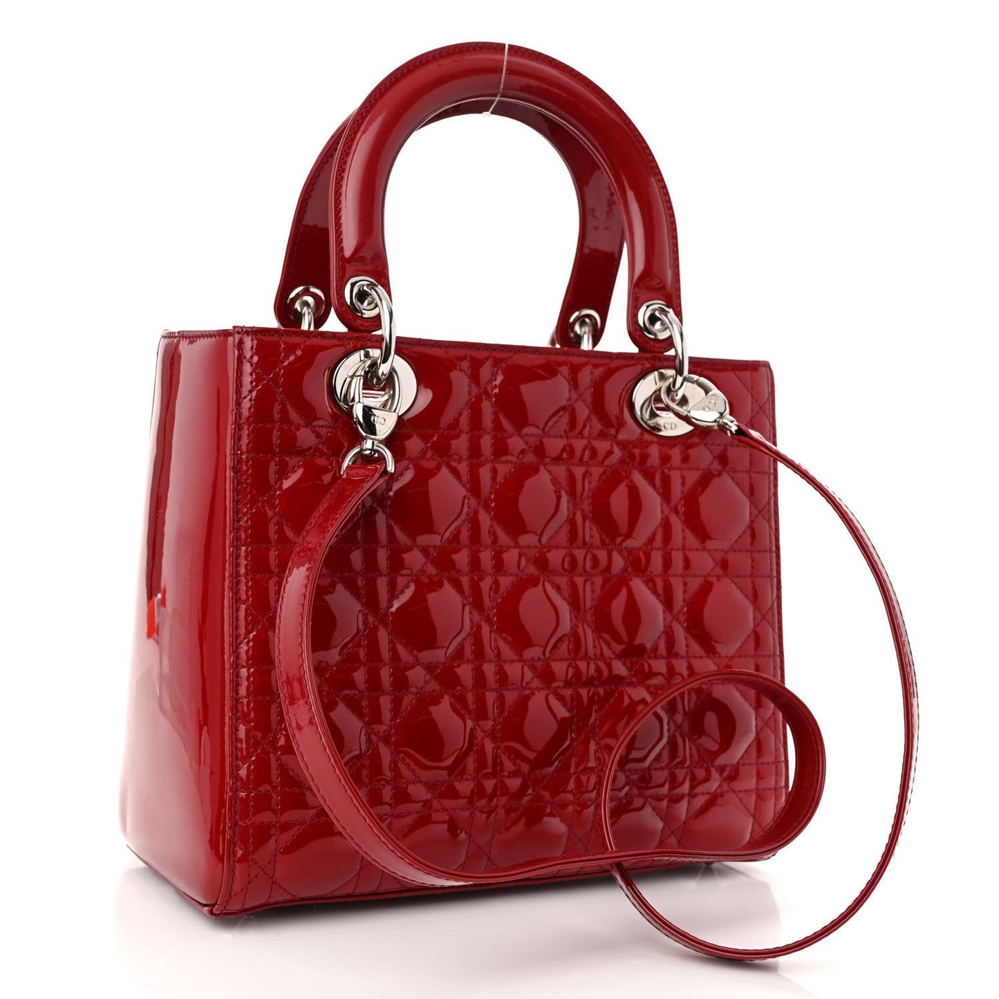 Patent Cannage Medium Lady Dior Red