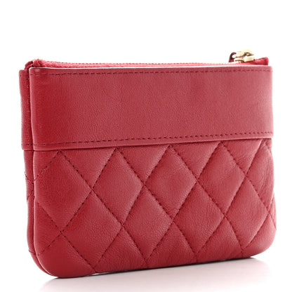 Chanel Sheepskin Quilted Small Mademoiselle Vintage Zip Pouch Red 3 of 9