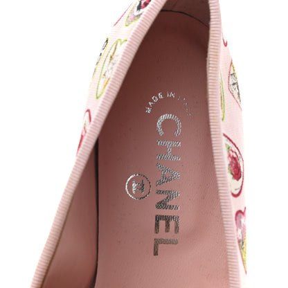 Chanel Canvas Patent Coco Hearts Cap Toe Ballerina Flats 38 Pink White 7 of 8