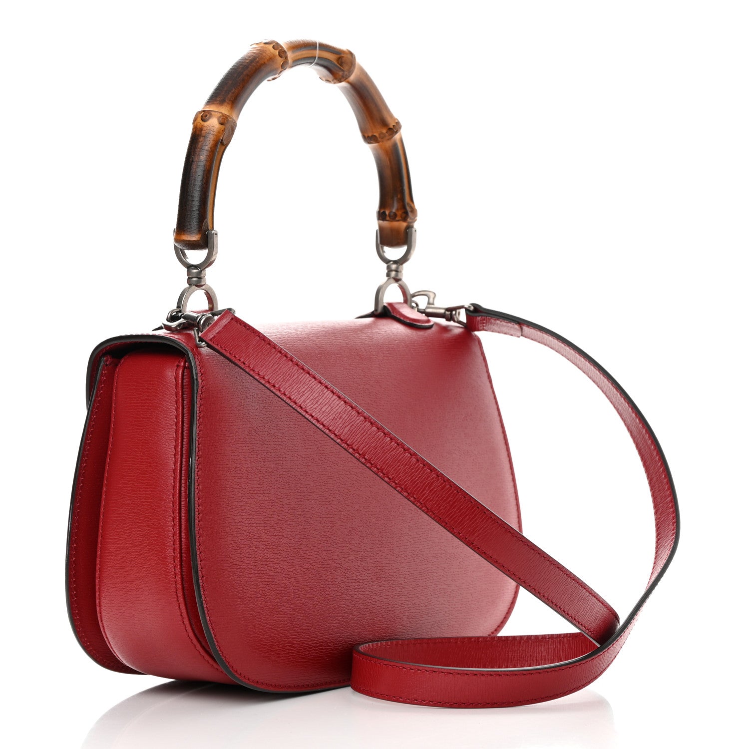 Gucci Shangai Calfskin Small Classic Bamboo Top Handle Bag Romantic Cerise 3 of 16