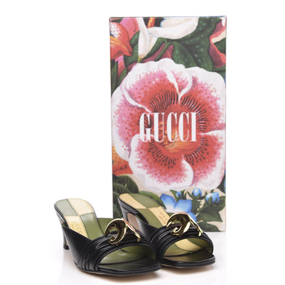 Gucci Malaga Kid Half Moon GG Square Toe Slide Sandals 36.5 Black 9 of 9