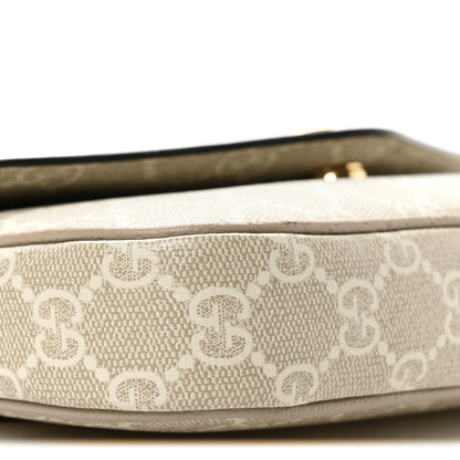Gucci GG Supreme Monogram Textured Dollar Calfskin Web Mini Ophidia Envelope Shoulder Bag Beige Mystic White Oatmeal 9 of 11
