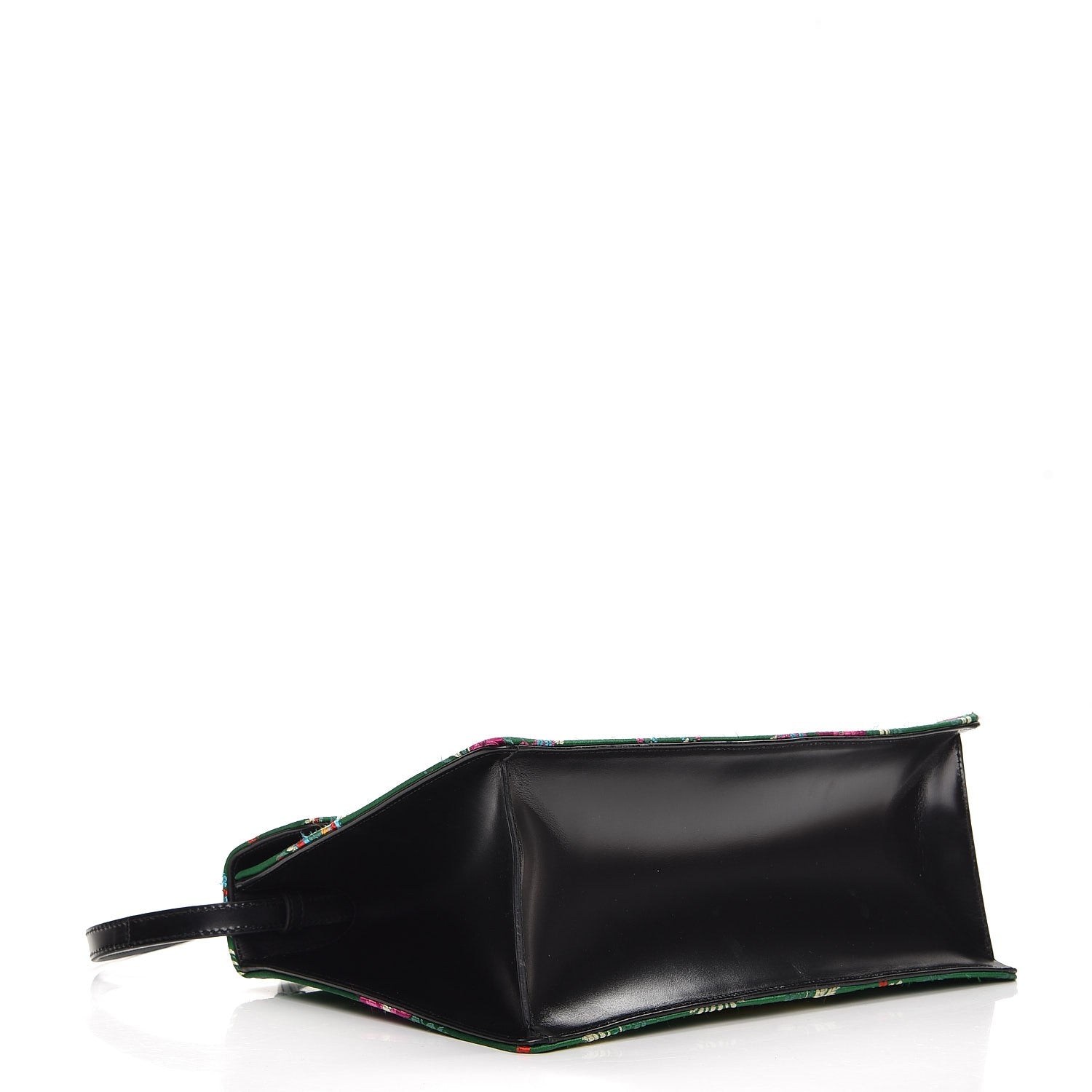 Gucci Jacquard Floral Medium Sylvie Top Handle Bag Green Multicolor Black 5 of 16