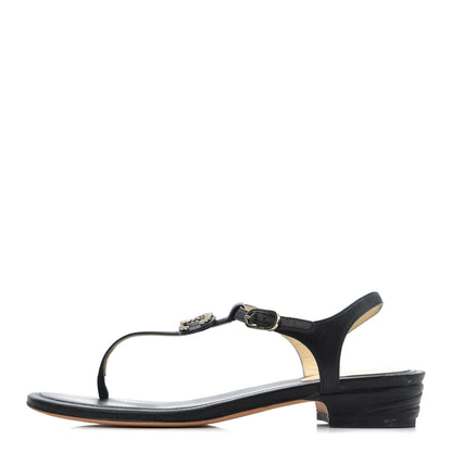 Chanel Lambskin CC Chain Thong Sandals 36 Black 1 of 19