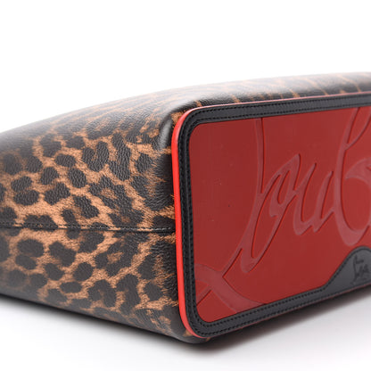 Christian Louboutin Calfskin Degrade Leopard Print Spikes East West Cabata Tote Black Multi 6 of 9